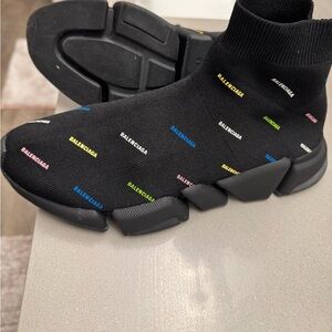 Balenciaga Black Sneakers with Multicolor Logo